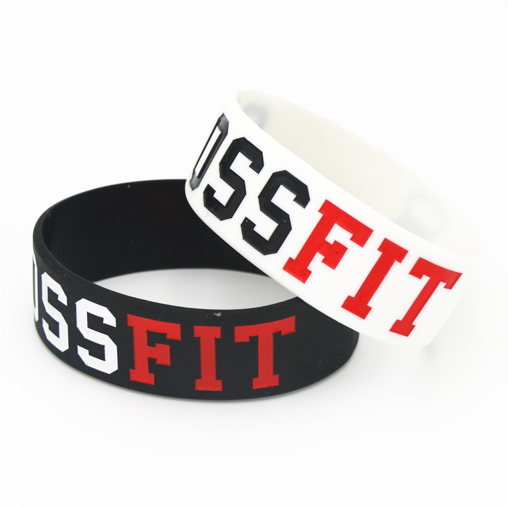 Crossfit Ga - 男性と女性のためのシリコンクロスブレスレット,新しいファッションジュエリー,黒,白,ラバー,リストバンド,Sh042,1個