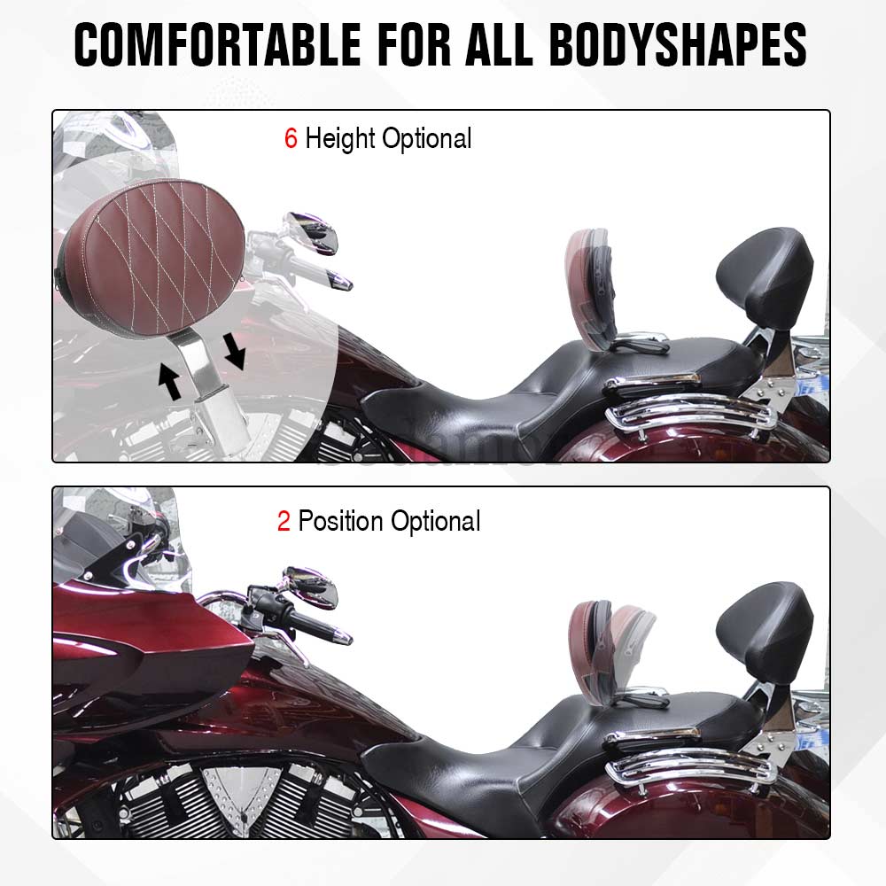 オートバイ用調整可能なプラグイン式ドライバーバックレスト ブ - Crossfit Victory のレビューと価格